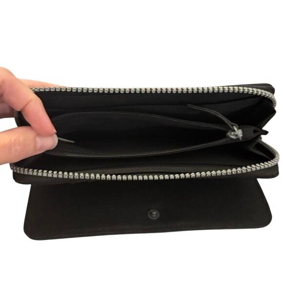 Tous Women's‎ Long Nylon Black Credit Card Cash Bifold Zip Wallet - Picture 11 of 16